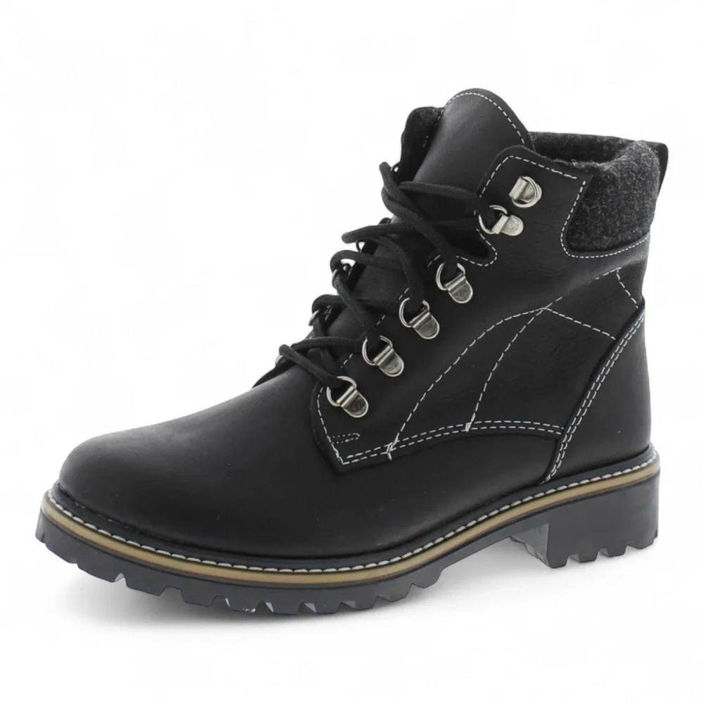 Ami Martino Penny Fleece Lined Leather Side Zip Boot in Black NWT